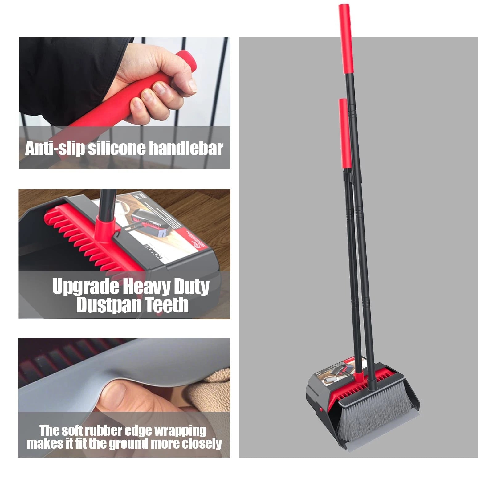 Broom with Dustpan Combo Set, Dust Pans with Long Handle, Brooms with Dustpan...