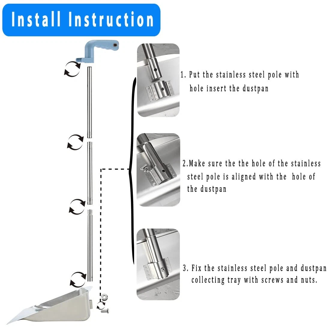 Broom and Dustpan Set Long Handle Heavy Duty Indoor Broom Dust Pan Combo 52"/38"