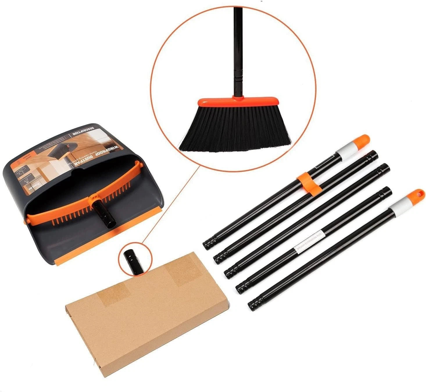 Elegant 52-Inch Long Handle Broom and Dustpan Set for Effortless Cleaning