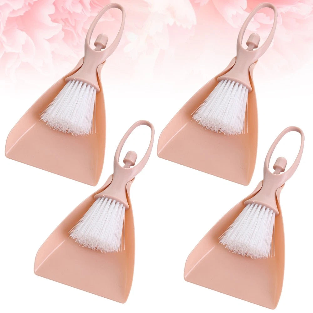 4 Sets Mini Broom Toddler Small Dustpan Brush for Desktop Cleaning