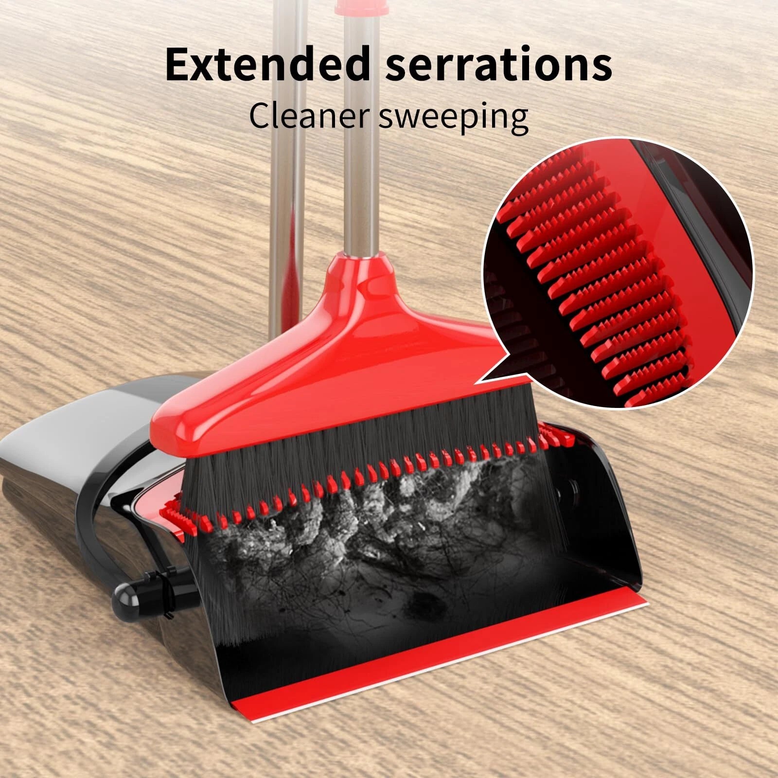 Broom and Dustpan Combo Set 54 Long Handle Adjustable Stainless Steel