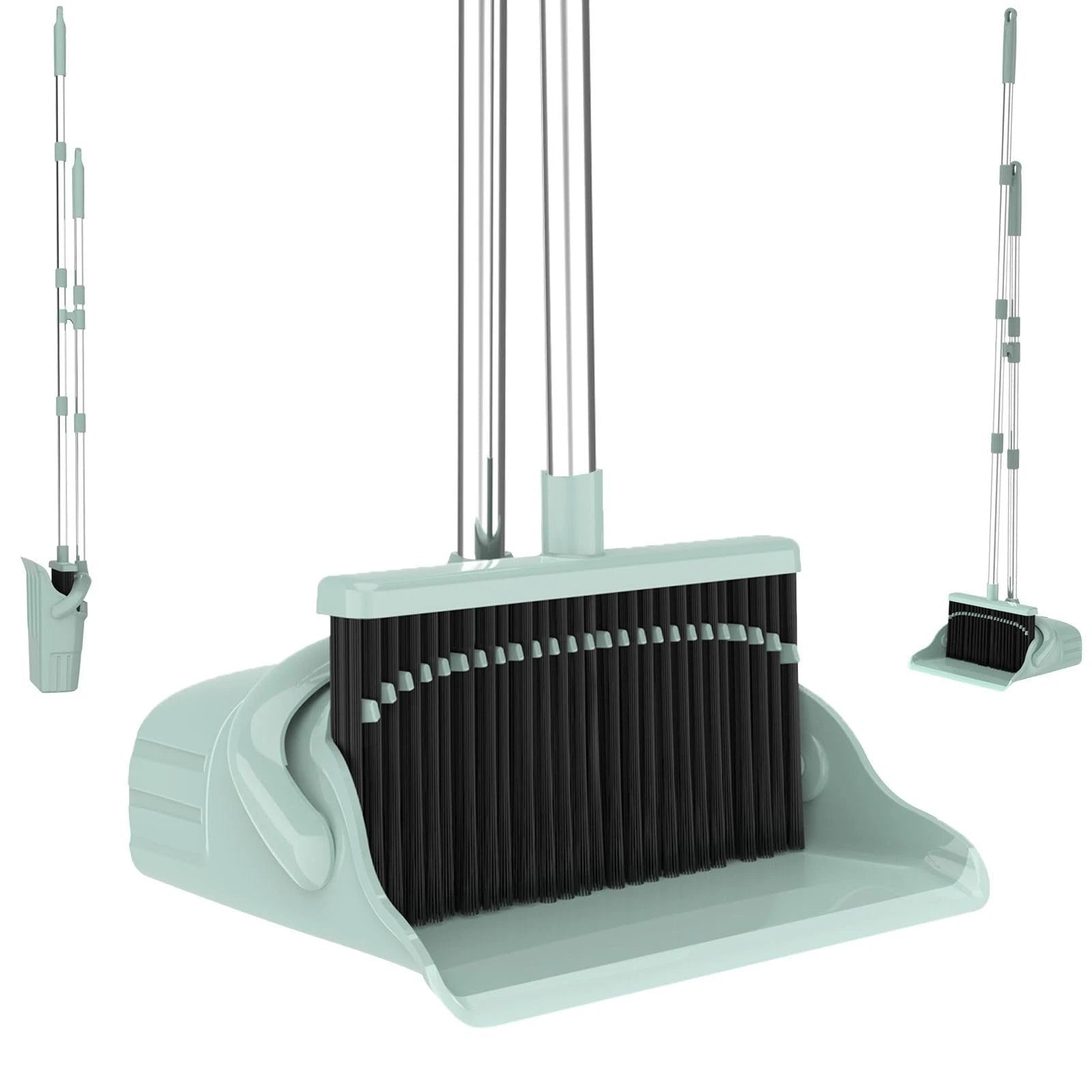 Pet Hair Broom & Dustpan Set – Long Handle 41–51″, TPR Edge, Self-Cleaning Du...