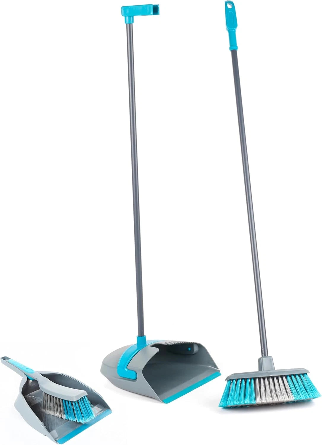 Cleaning Bundle with Broom, Dustpan and Brush Set, Scrubbing Brush