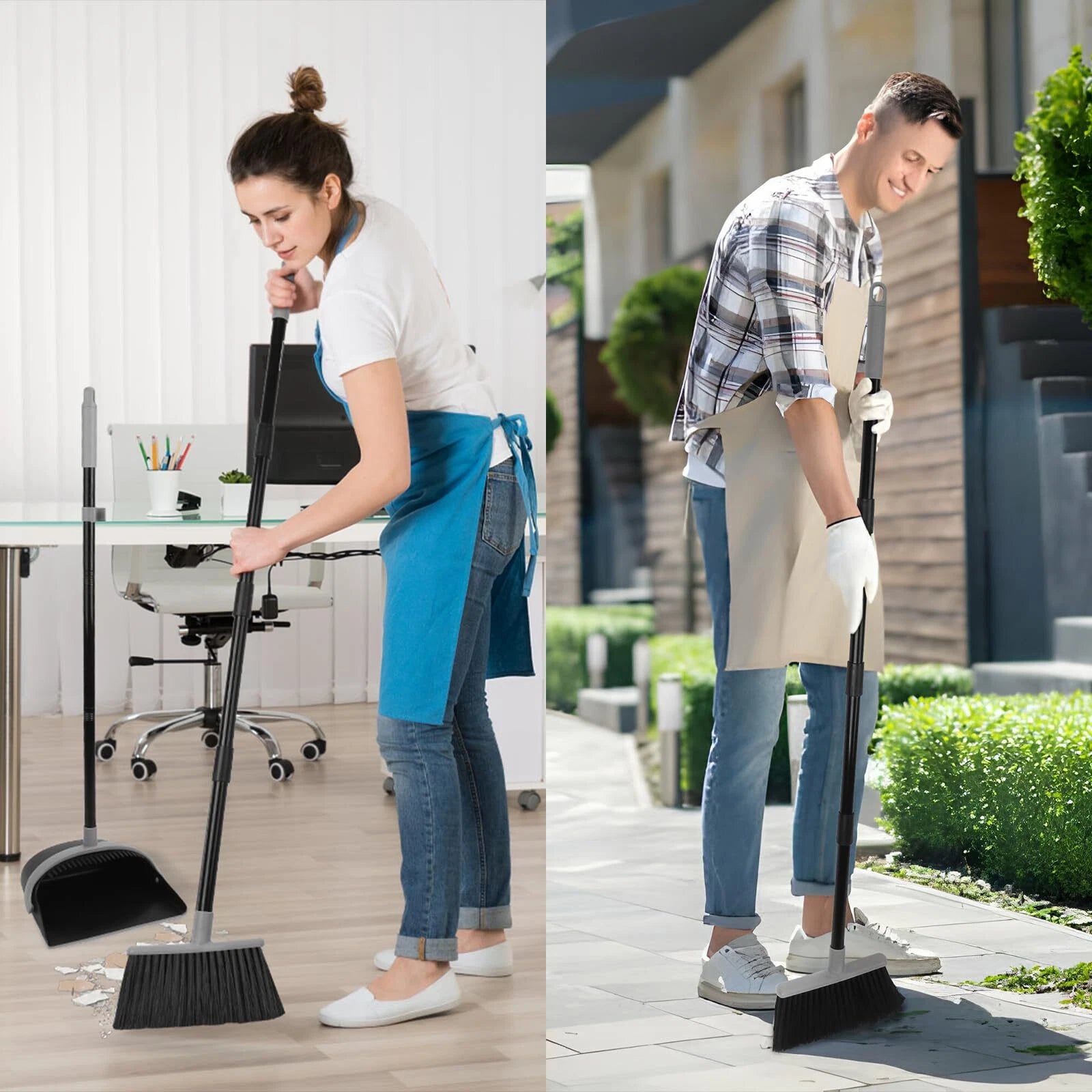 Broom and Dustpan Set Dust Pan with Long Handle 52 Broom with Stand Up