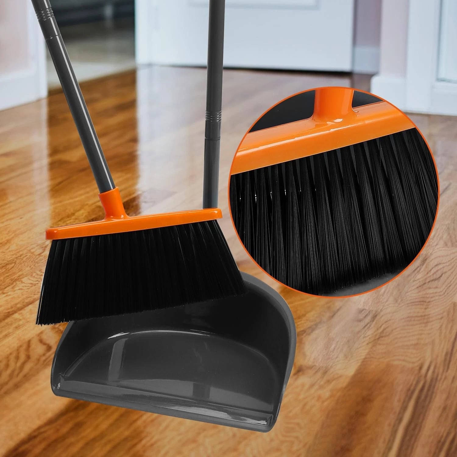 Long Handle Broom with Dustpan Combo Set for Office Home Kitchen Lobby Floor