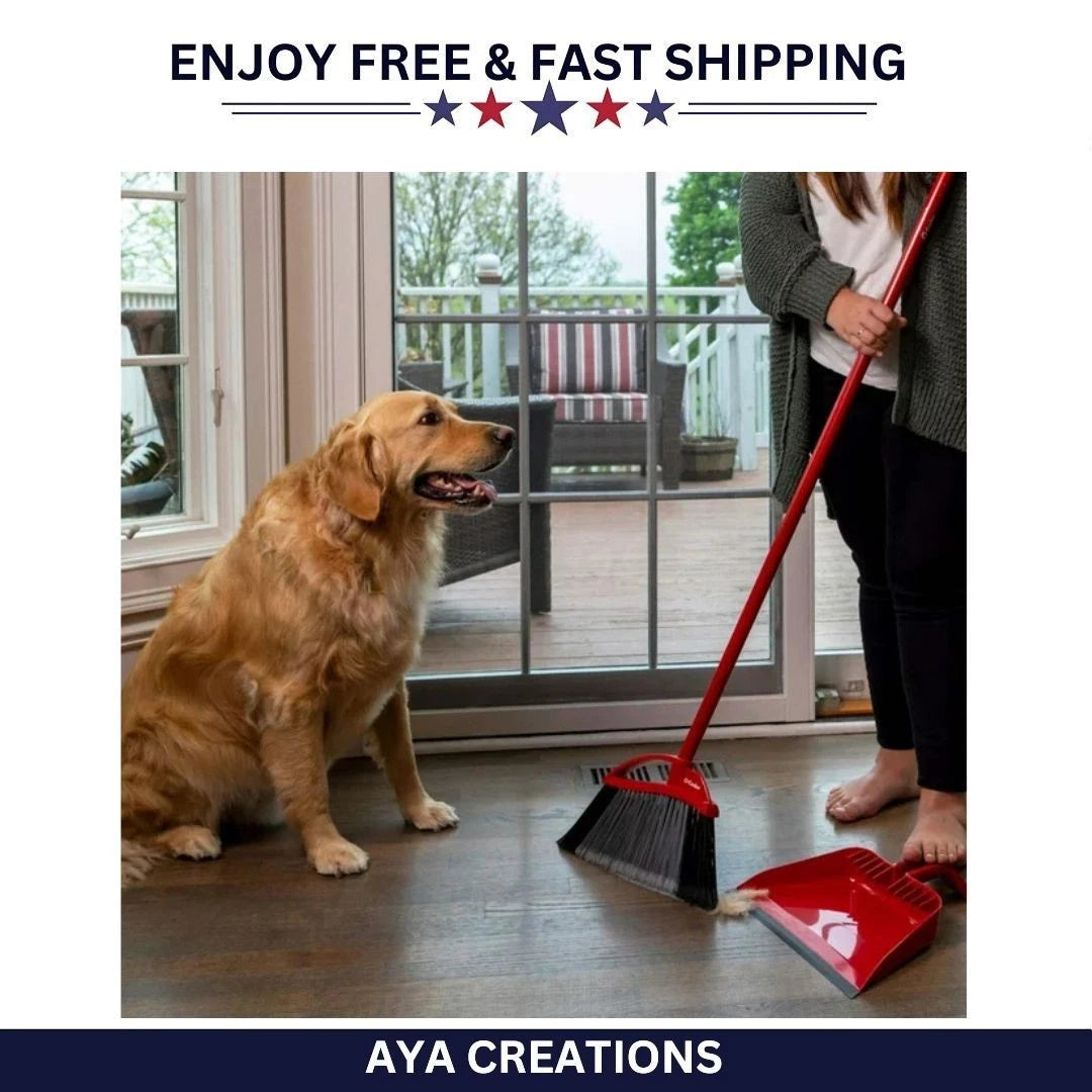 O-Cedar Pet Pro Broom & Step-On Dustpan Set for Hair, Dirt & Debris Cleanup
