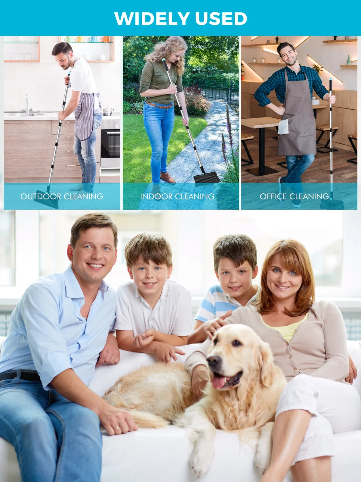 Broom and Dust Pan Combo,Steel Broom and Dustpan Set for Home,Dust Pan with 56.9