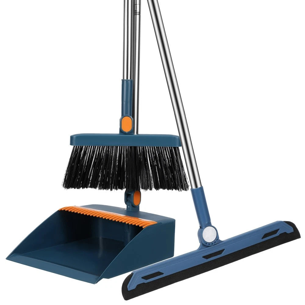 Dustpan and Brush Set Strong Metal Handle Dust Pan & Broom Sweeper Long Handled