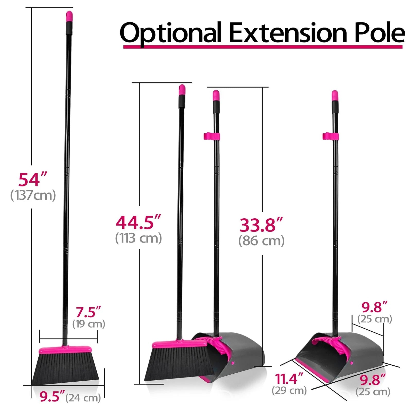 Broom with Dustpan Combo Set, Long Handle Lightweight Indoor Broom Set, Uprig...