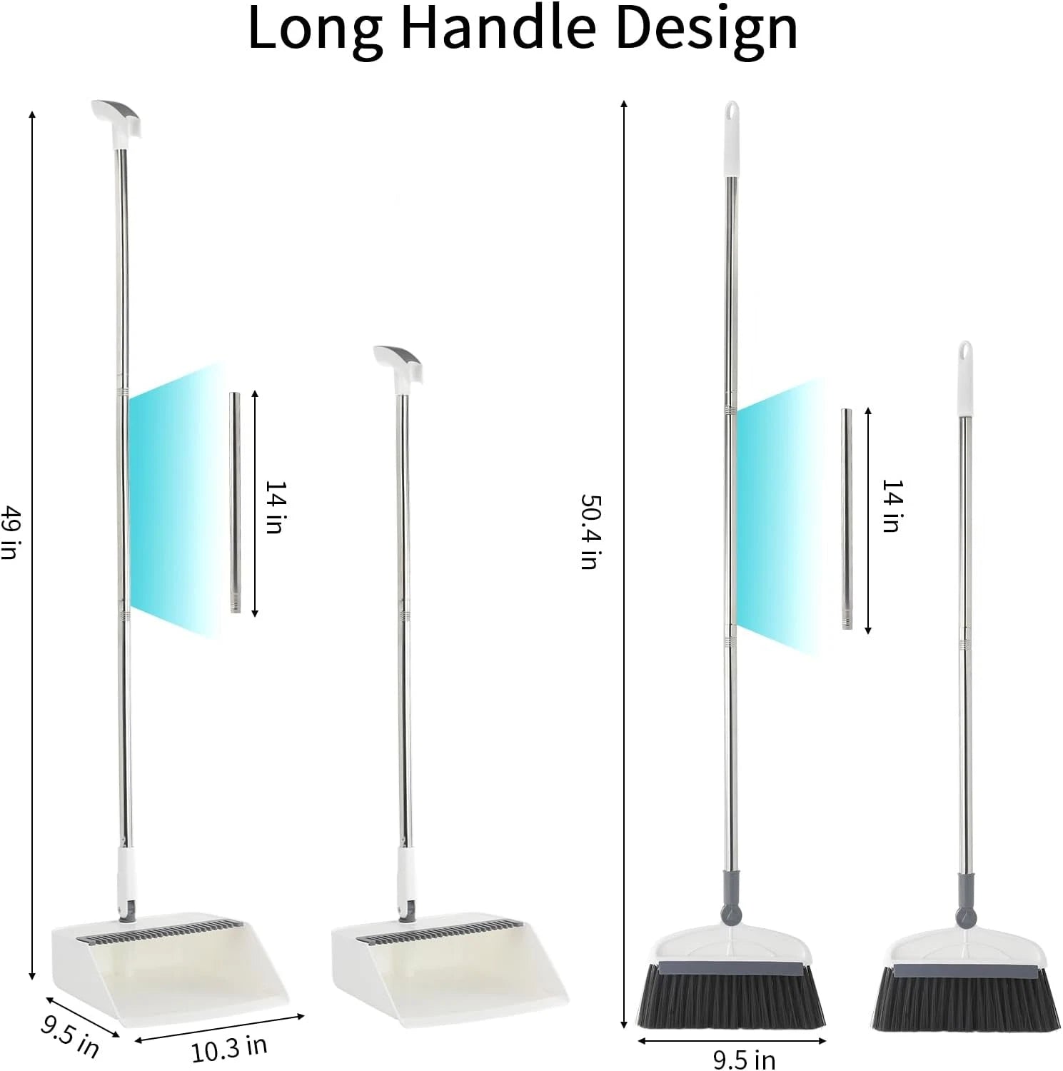 Broom with Dustpan Combo Set, 2 in 1 Broom and Dustpan Set with Long Handle, Upr