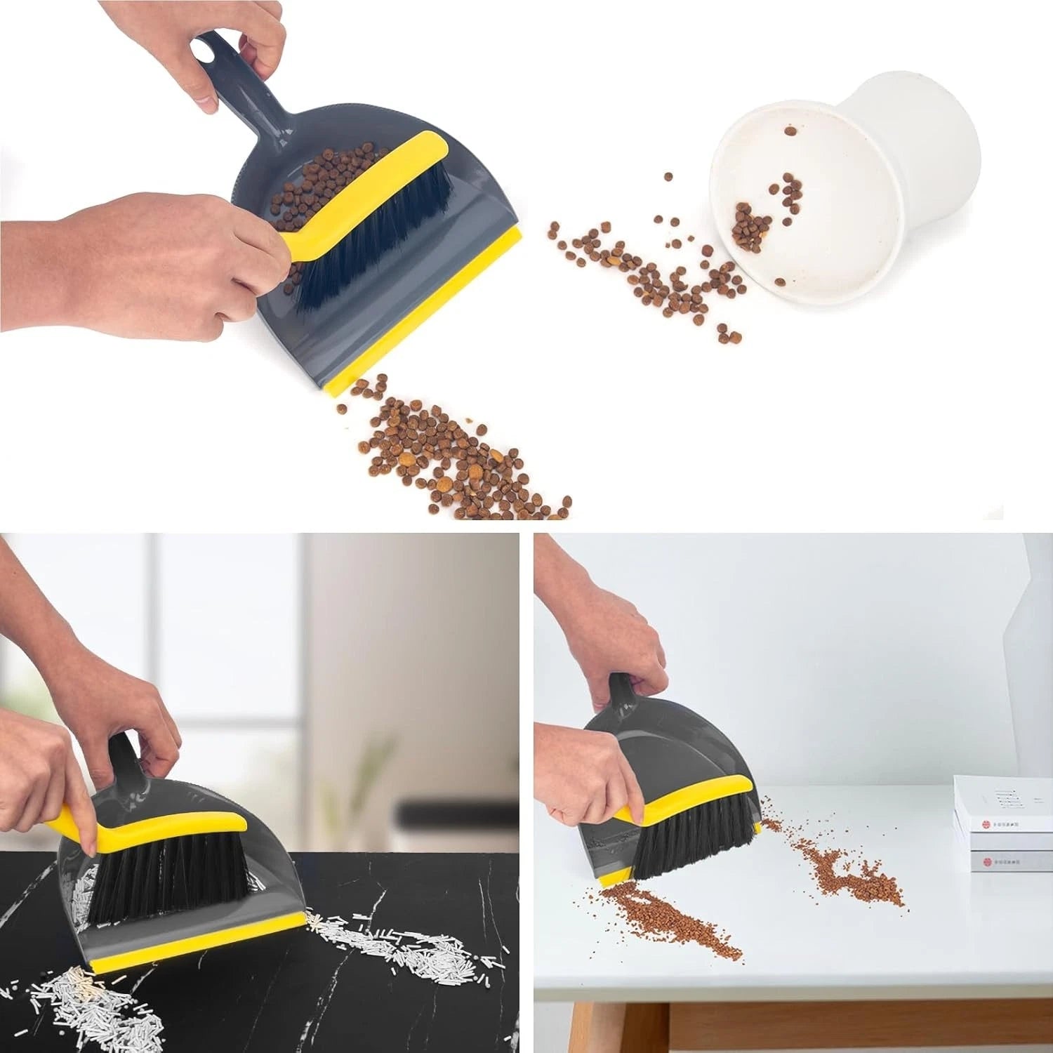 Dustpan and Broom Set Small,Mini Handheld Dust pan with Cleaning Brush Combo for