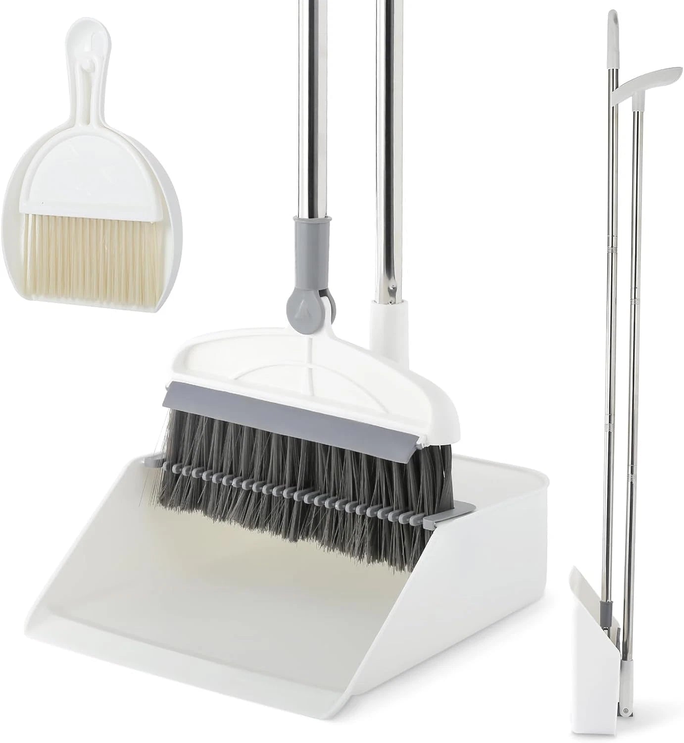 Broom with Dustpan Combo Set, 2 in 1 Broom and Dustpan Set with Long Handle, Upr