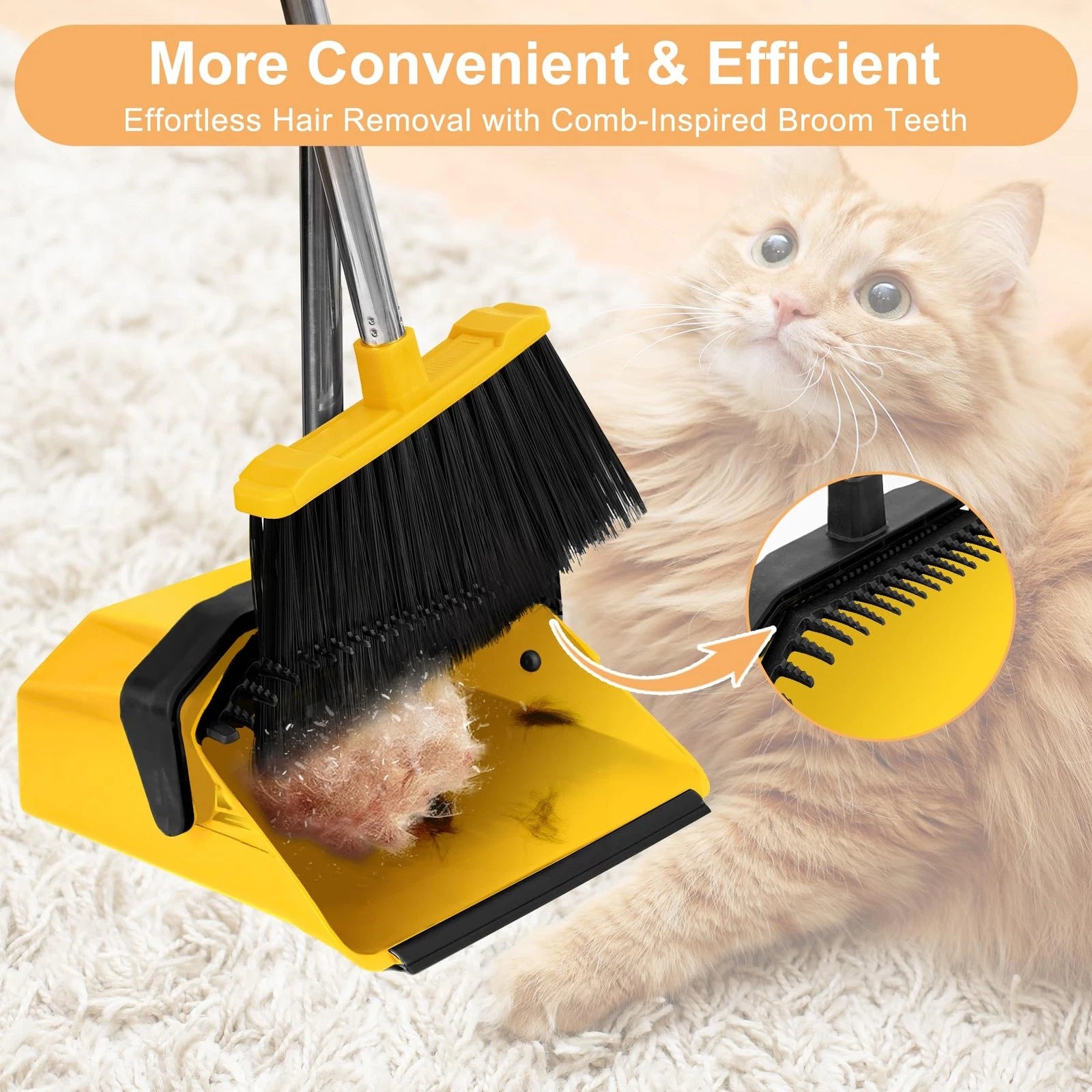 3-Pack Commercial Broom and Dustpan Combo Set, Industrial 51'' Broom and Dust...