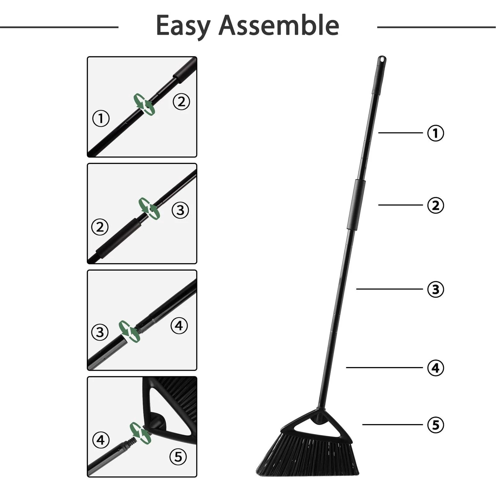 Commercial Angle Broom and Dustpan Combo with Long Handle Lobby Dust Pan Swee...