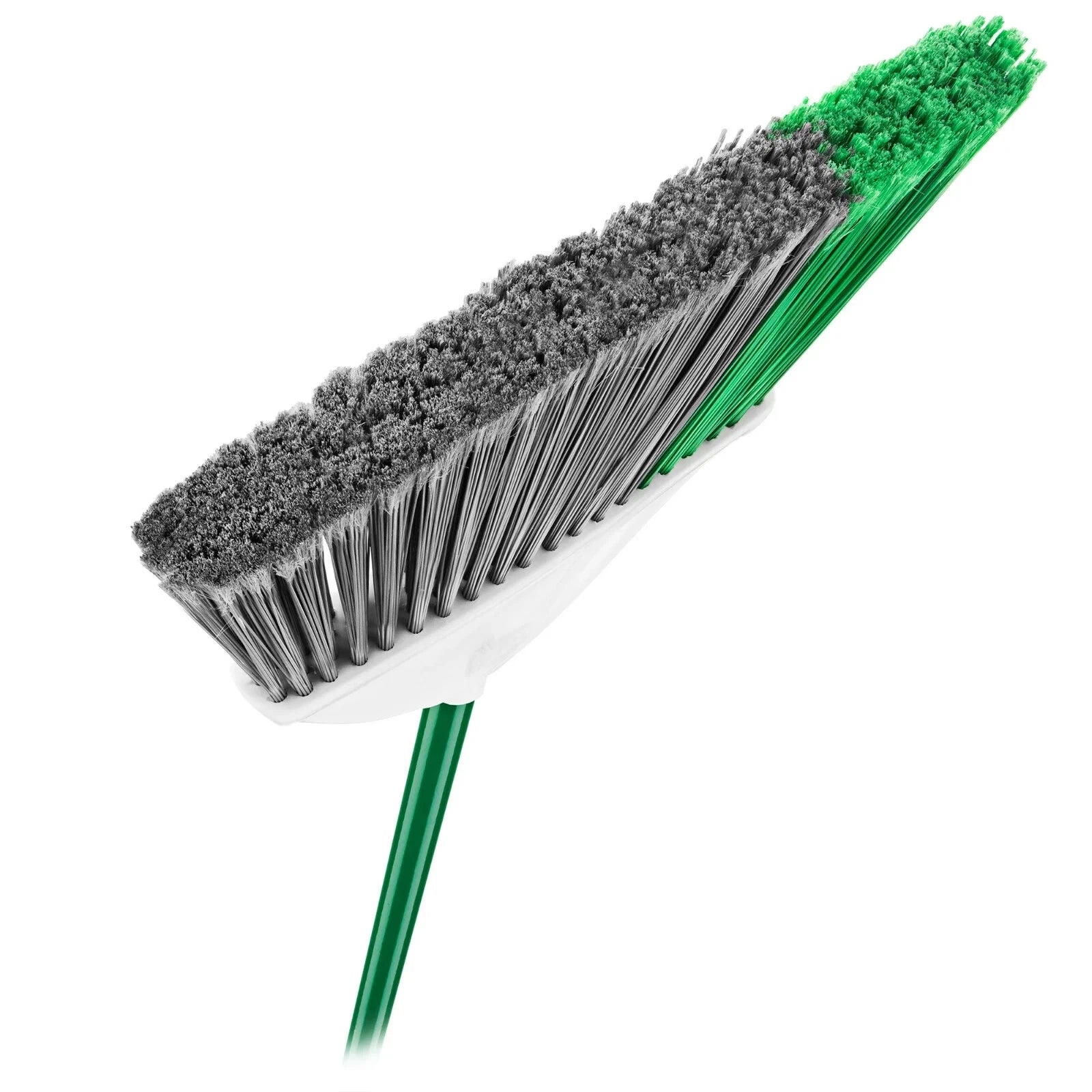 2 Piece Steel Handle Angle Broom and Dustpan Green Steel Handle