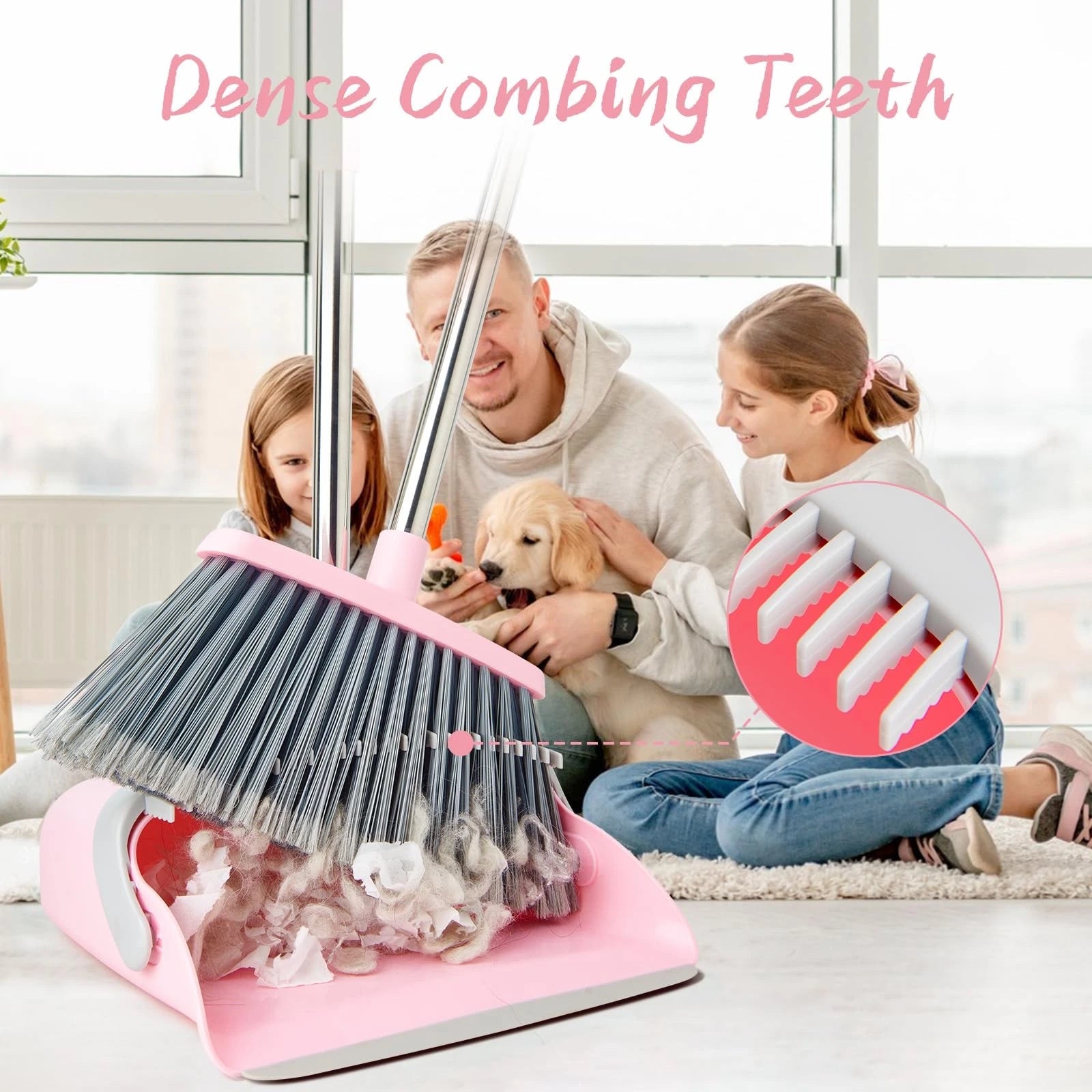 Broom and Dustpan Set, Efficient Floor Cleaning with Broom, Long Handle and S...