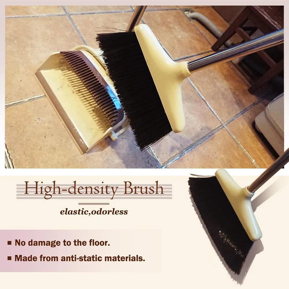Broom and Dustpan Set Lightweight Upright Lobby Broom and Dust Pan Combo with Lo