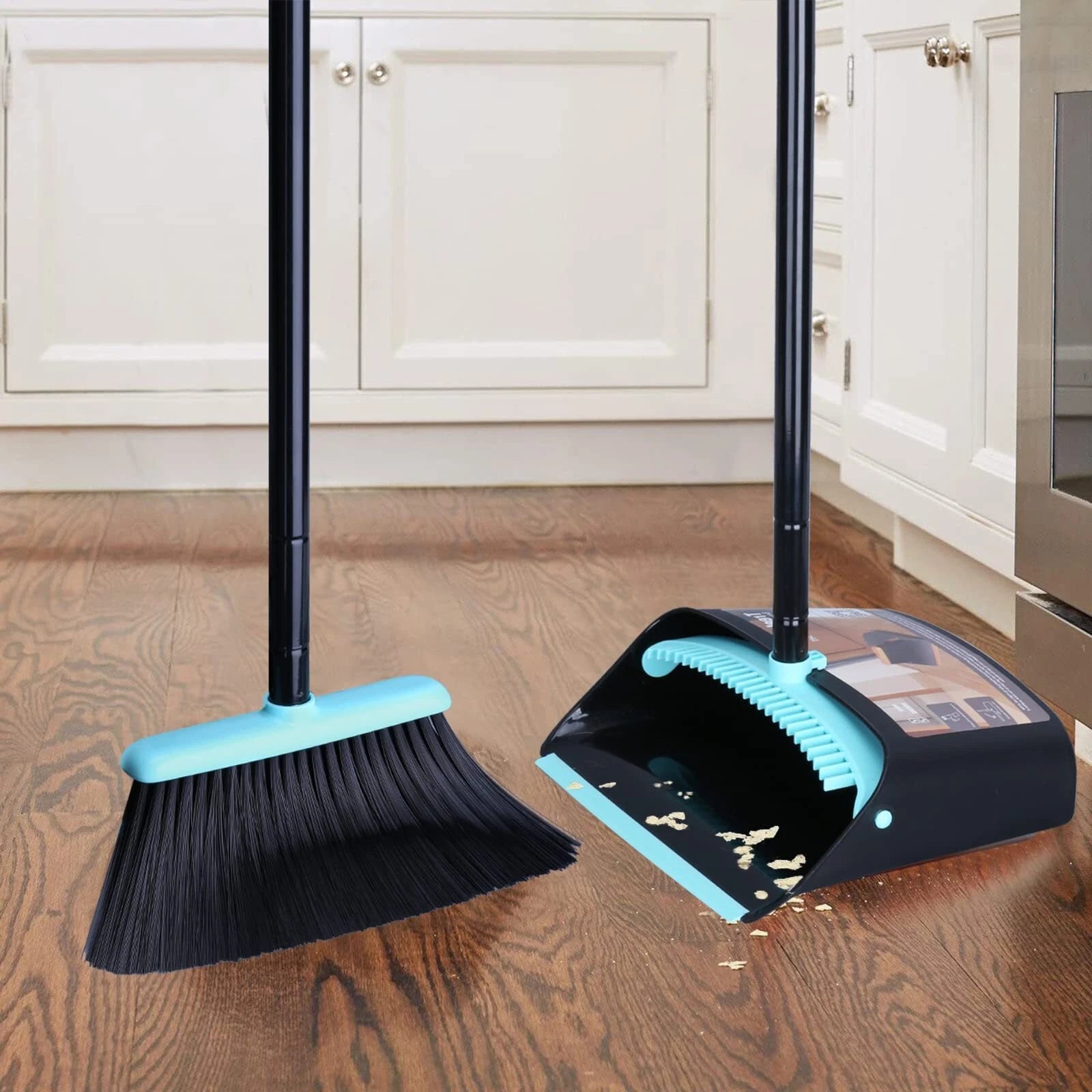 54" Long Handle Broom with Dustpan Combo Set Standing for Indoor Lobby Office