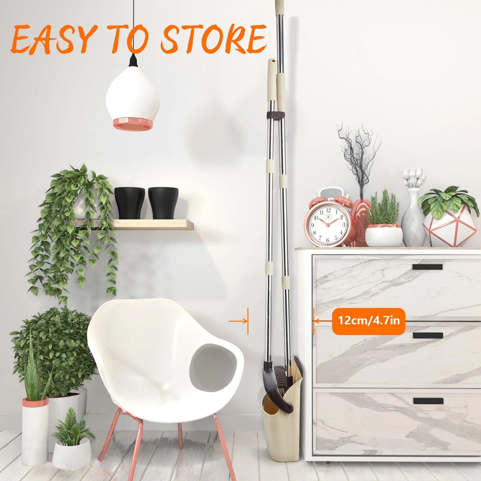 Broom and Dustpan Set Dustpan Combo with 51" Stainless Steel Long Handle Broo...