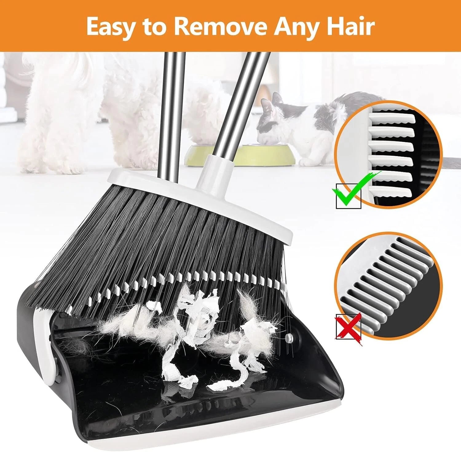 Broom and Dustpan Set, Heavy Duty Dust Pan and Broom with Long Handle 55 Inch...