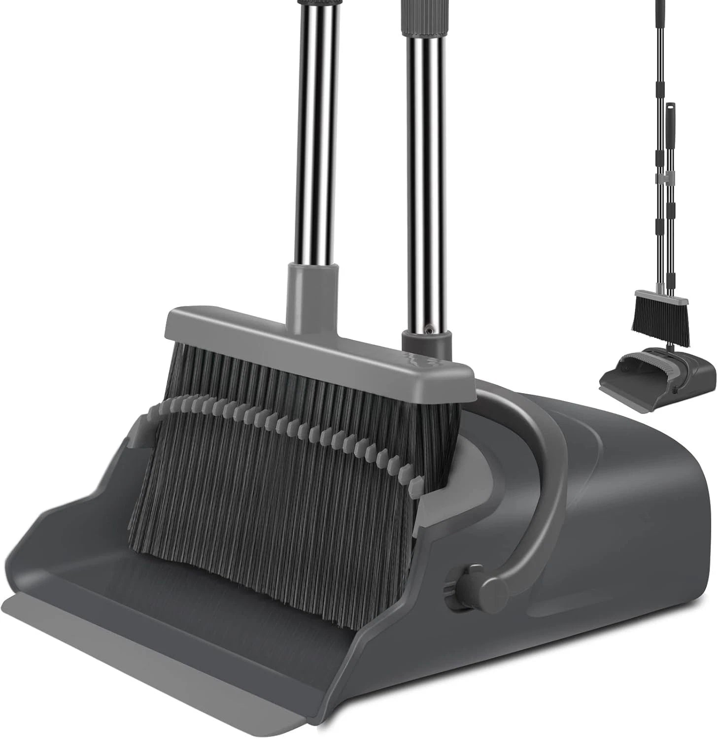 Broom and Dustpan Set for Home, Office, Indoor&Outdoor Sweeping, Stand