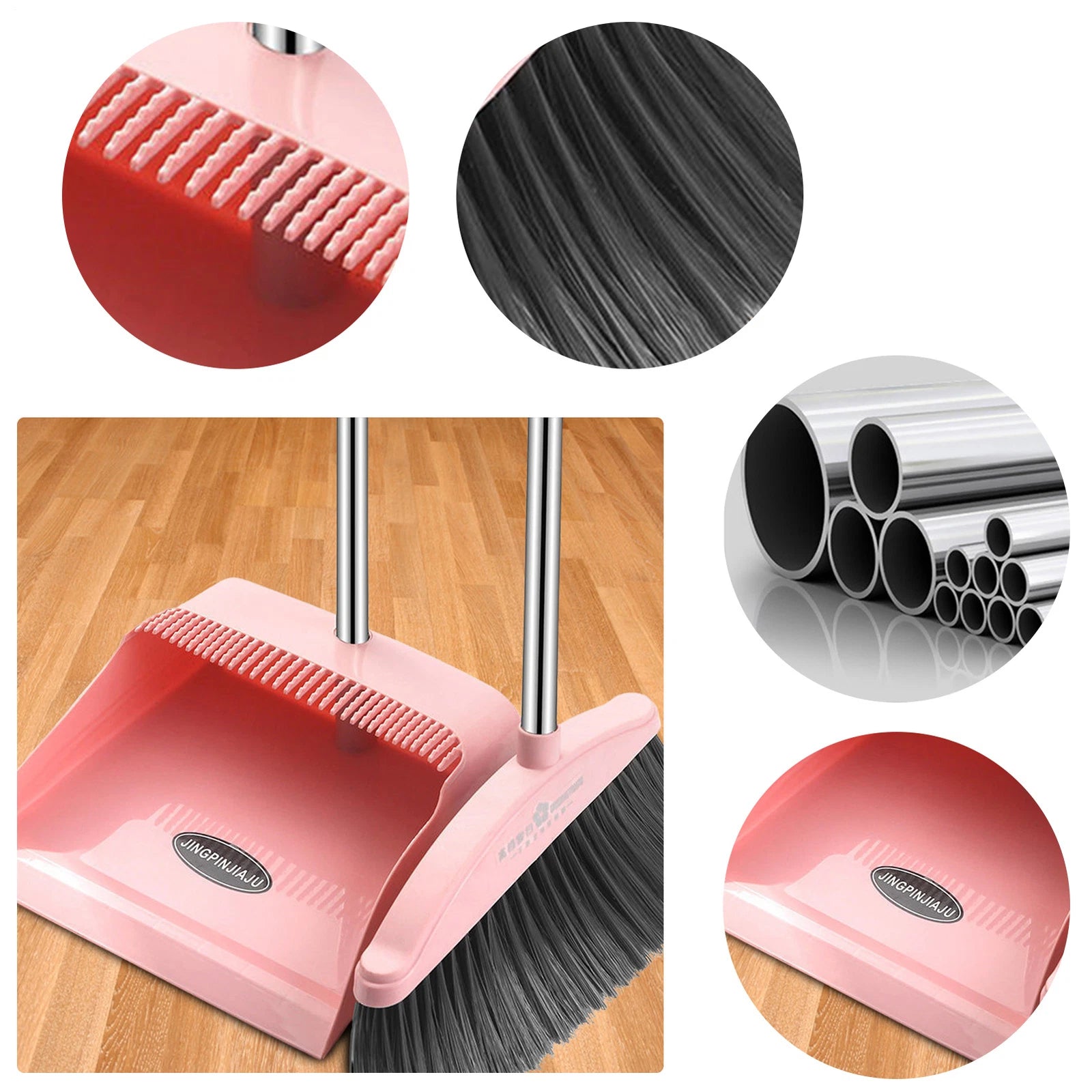 Broom And Dustpan Set Stand Up Broom And Dustpan With Teeth Lightweight Grand