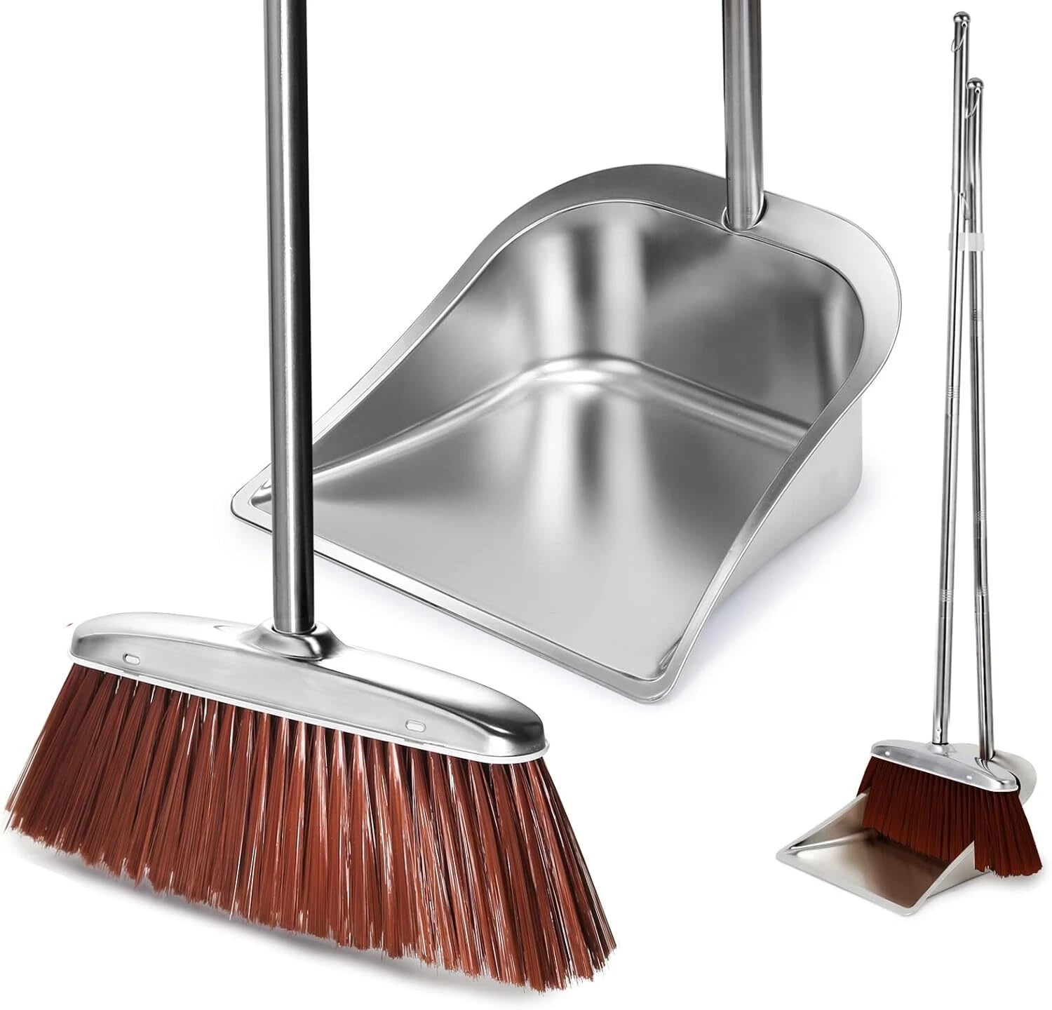Household Broom and Dustpan Set, 56" Kitchen Broom and Dustpan Combo Set