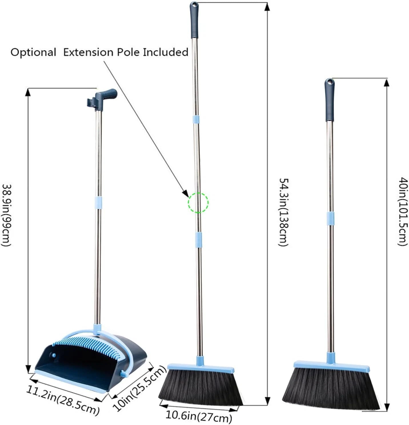 Broom Dustpan Set Home 2024 Indoor Combo Set Upright Dust Pans Long Handle Angle