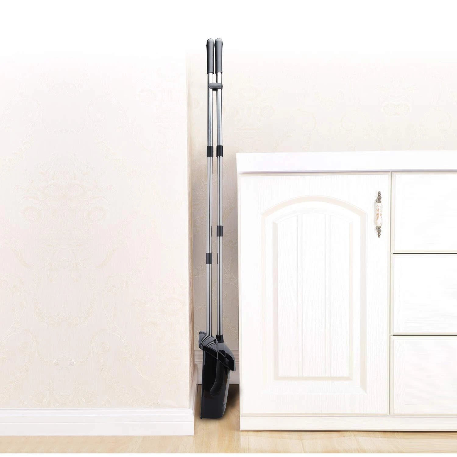 Broom and Dustpan Set for Home with Lid Indoor Upright Long Handle Apartment