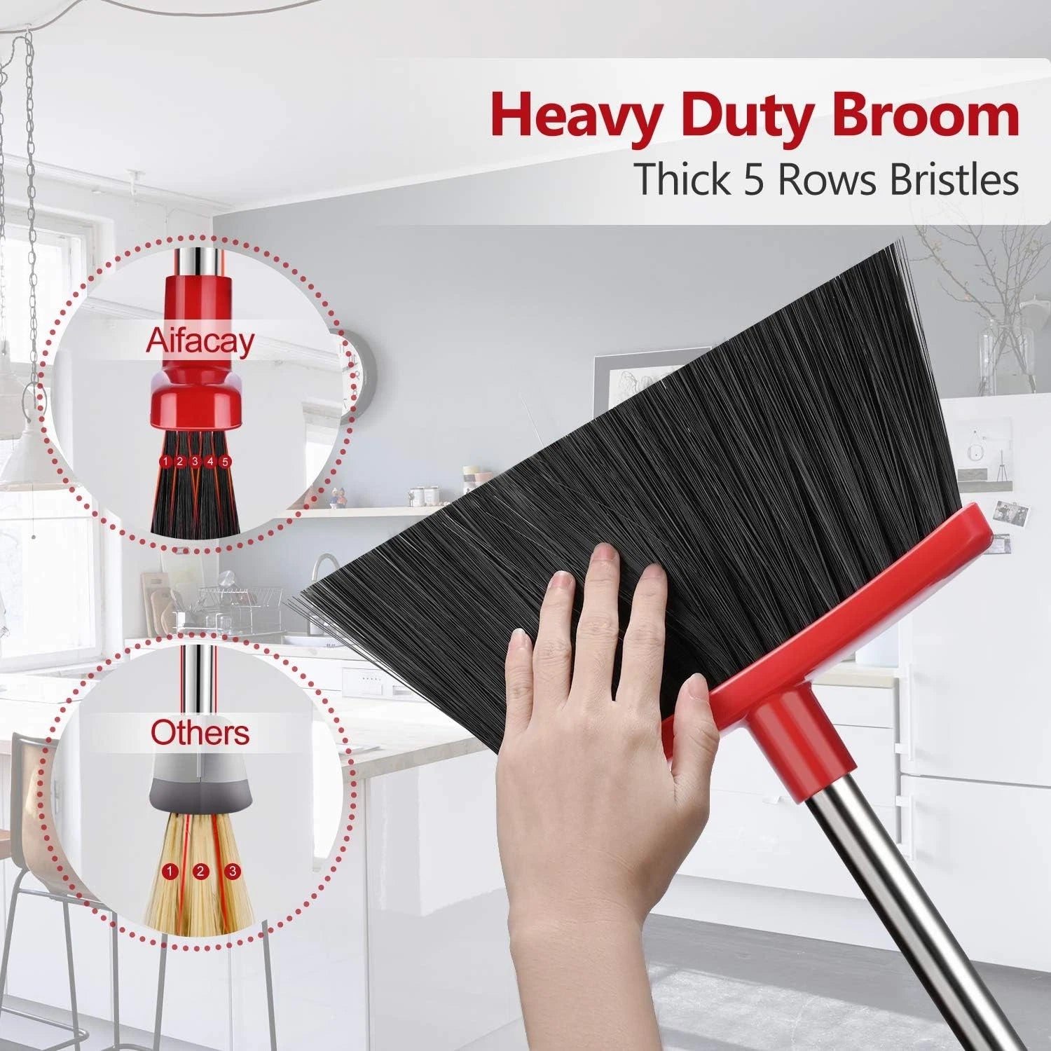 Broom and Dustpan Set, Dust Pan and Broom Combo for Floor Cleaning Dustpan wi...