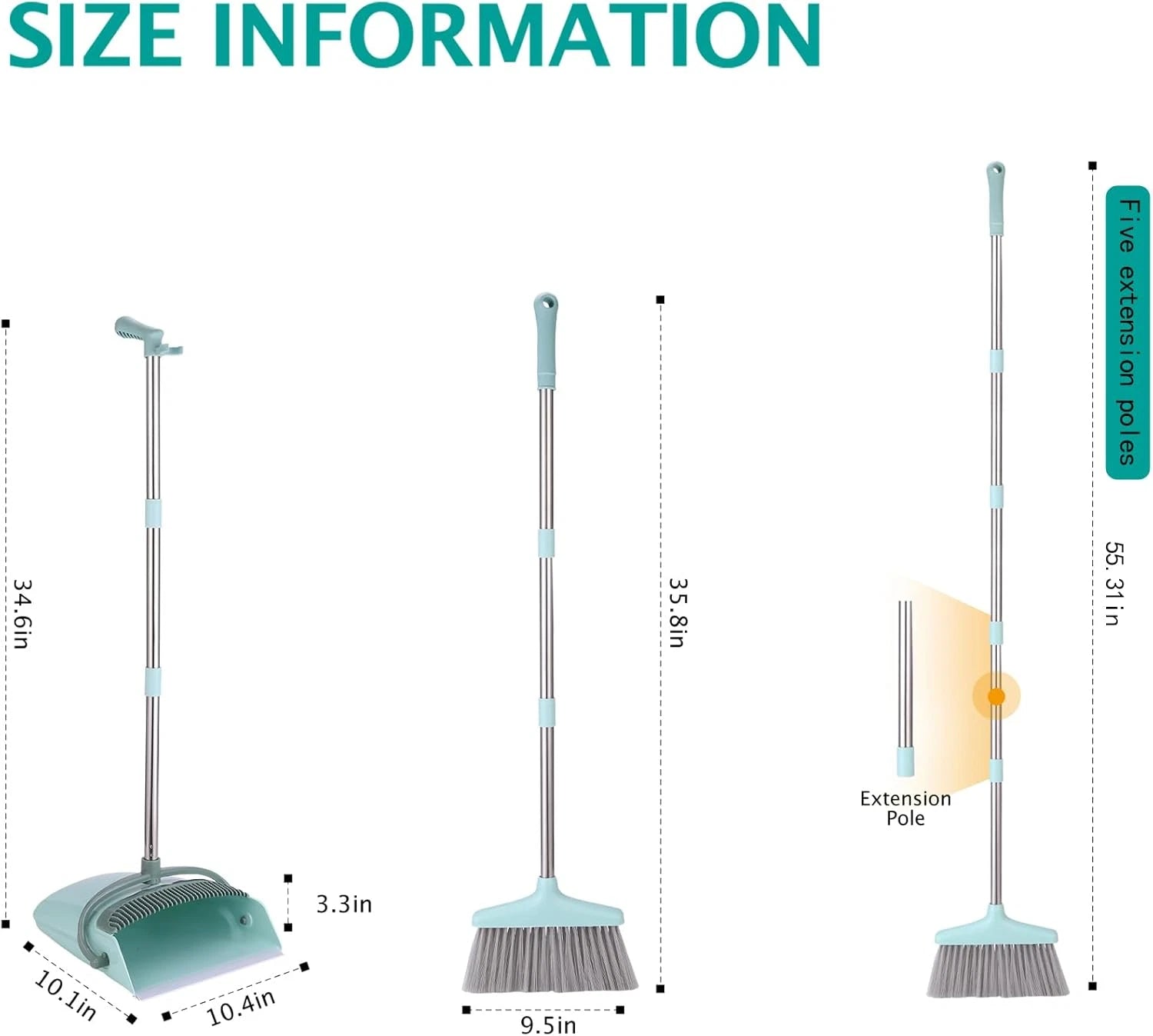 Broom and Dustpan Set for Home, Broom with Dustpan Cleaning Teeth Combo Set, Ind