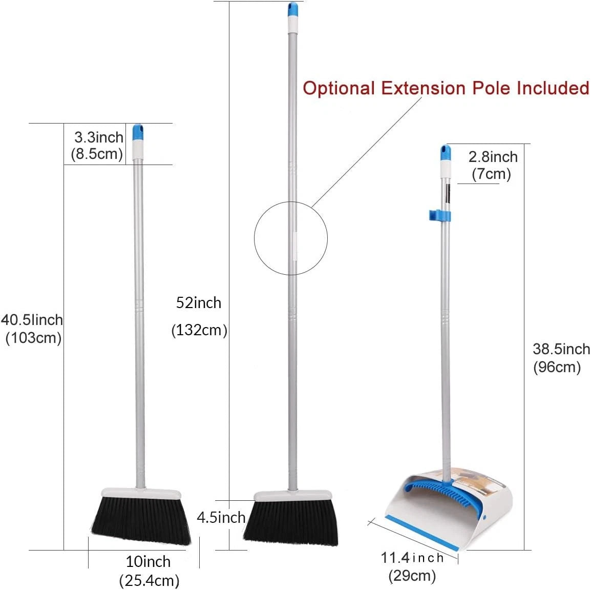 Broom dustpan set, suitable for home kitchen, office hall floor.