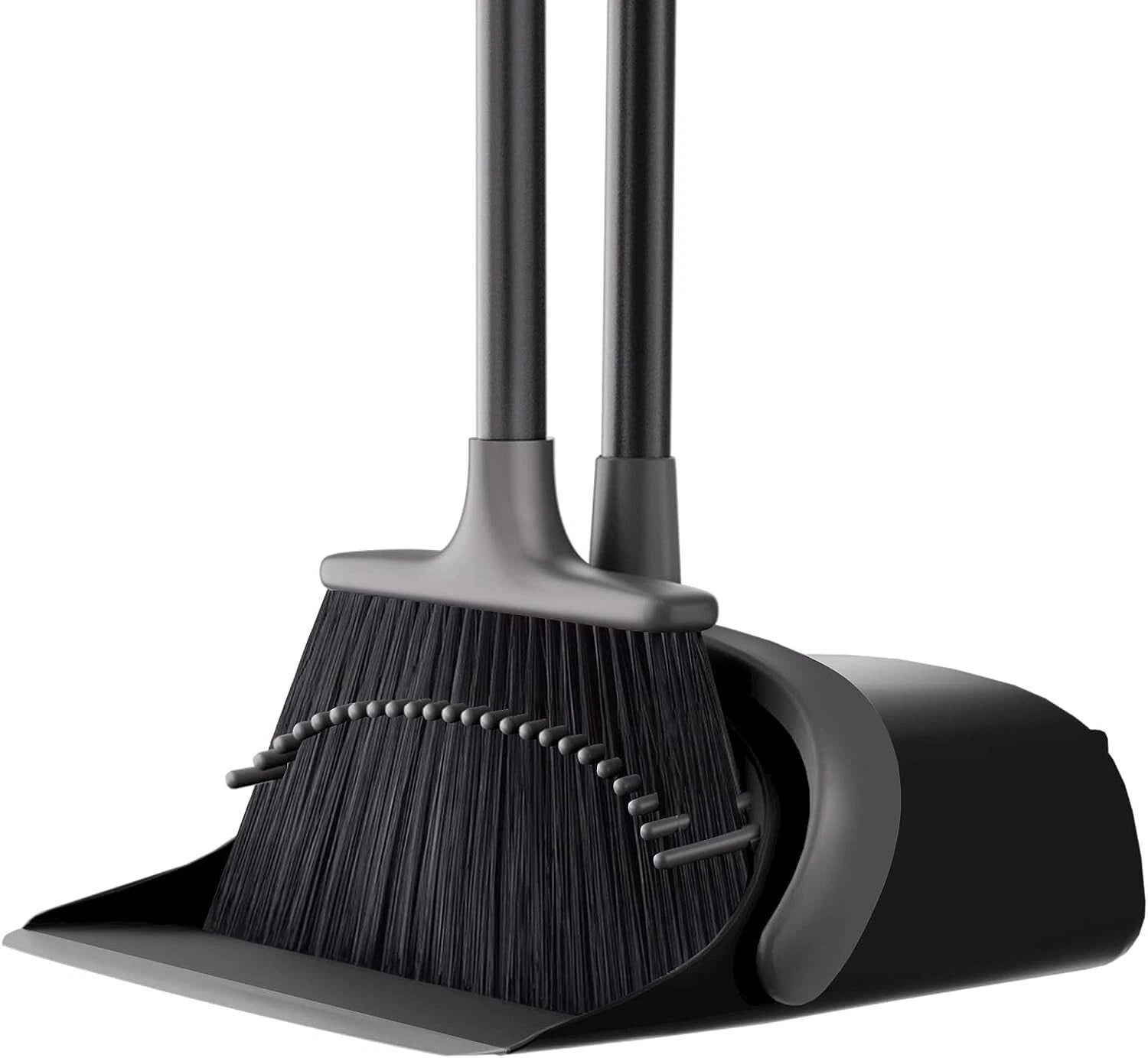 Durable 52'' Long Handle Broom and Dustpan Set with Comb Design for Pet Hair