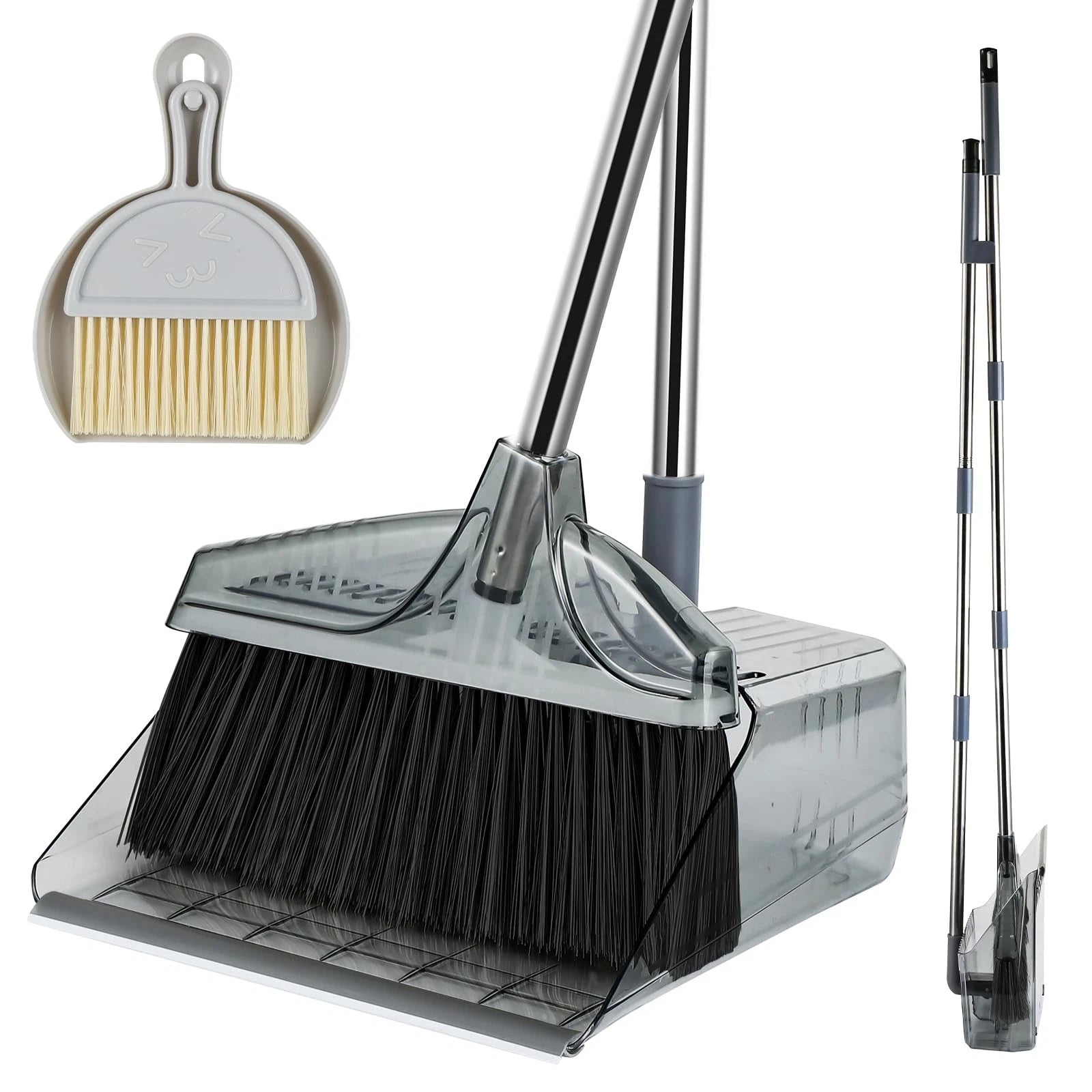 Broom with Dustpan Combo and Set Long Handle Kitchen Brooms and Brush Standing