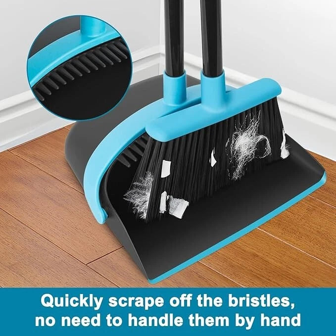 Dust pan and Broom Set with 48" Long Handle