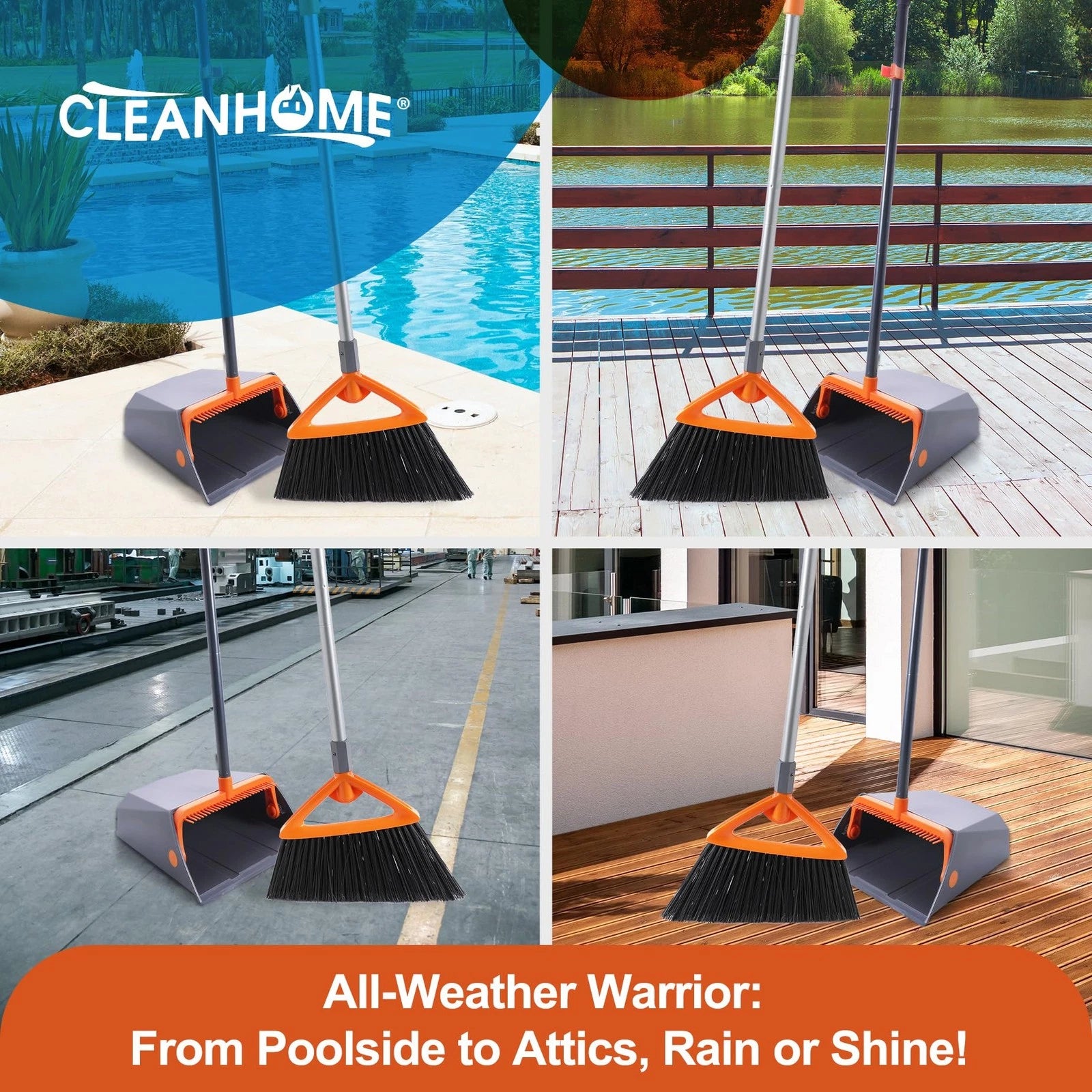 Heavy Duty Broom and Dustpan Set for Outdoor Use Ideal for Leaves and Waste