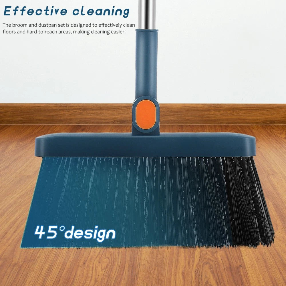 Dustpan and Brush Set Strong Metal Handle Dust Pan & Broom Sweeper Long Handled