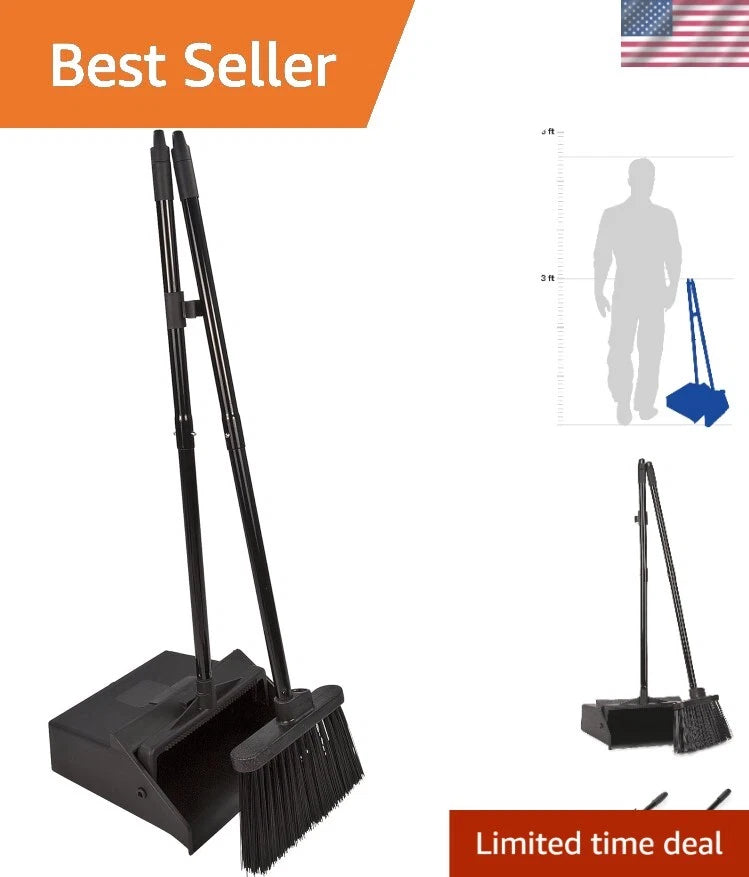 Lightweight Duo-Pan Broom Set with Pivoting Dustpan for Effortless Cleaning
