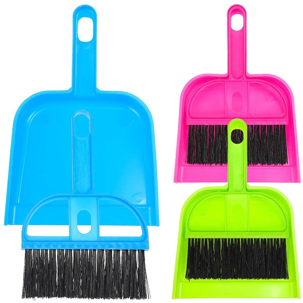 3 Sets of Small Brooms and Dustpans Handheld Dustpans and for Countertop Table