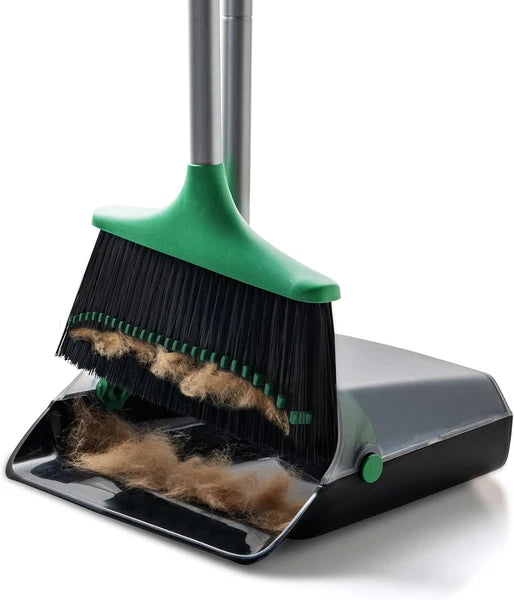 Broom and Dustpan Set, Long Handle Sweep Combo for Home, Office, Kitchen, Lobby,