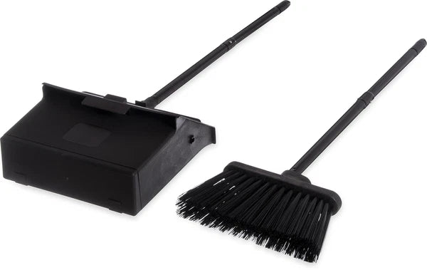 Duo-Pan Upright Dust Pan and Broom Broom Set with Clip for Floor Cleaning Res...
