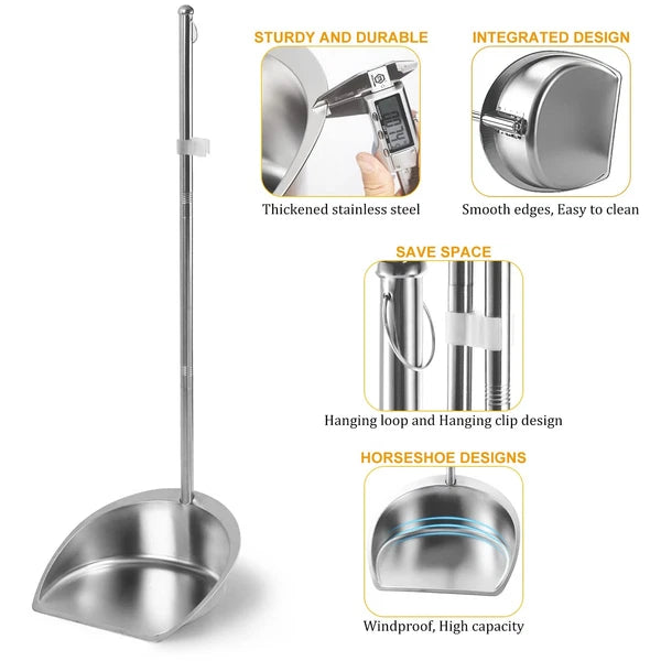 Broom and Dustpan Set Long Handle Heavy Duty Upright Windproof for Home Office