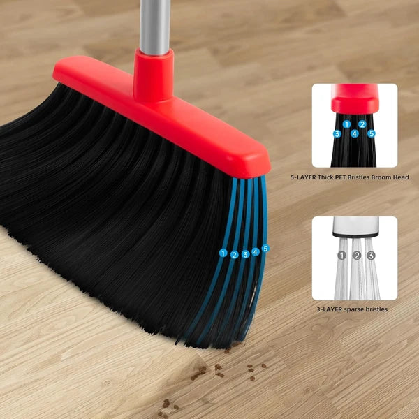 Broom and dustpan set, adjustable handle broom and dustpan combination set,