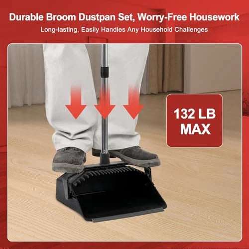 Broom with Dustpan Combo Set 3-Pack, Brooms and Dustpans Sets with Long