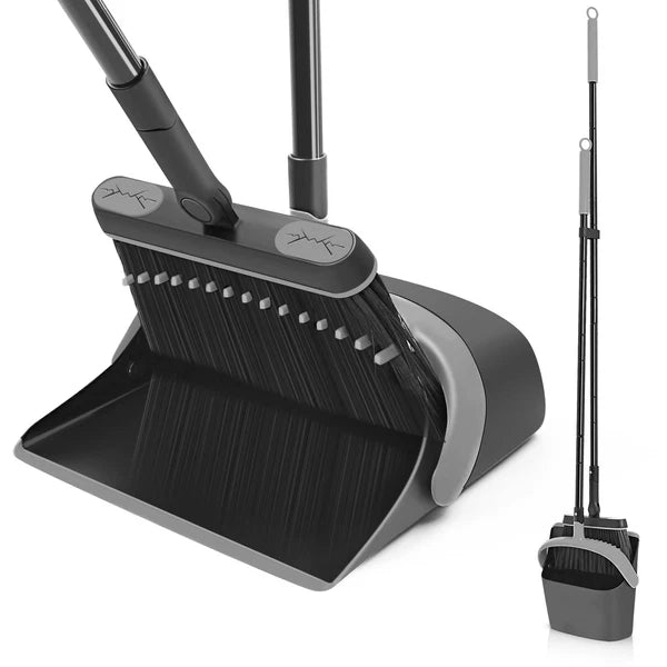 Broom and Dust Pan 54.3 inches Long Handle Swivel Brush Upright Foldable Dustpan