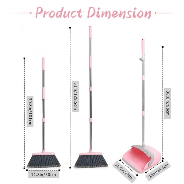 Broom and Dustpan Set, Efficient Floor Cleaning with Broom, Long Handle and S...