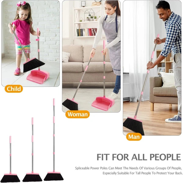 Broom and Dustpan Set, Dustpans with Broom Combo for Home, Heavy Dust Broom and