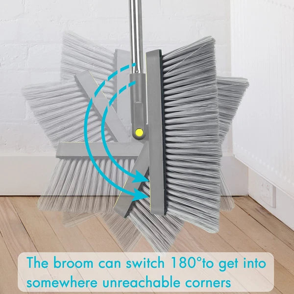 2-Pack Broom and Dustpan Combo Set, 48" Long Adjustable Handle Stand Up Dustp...