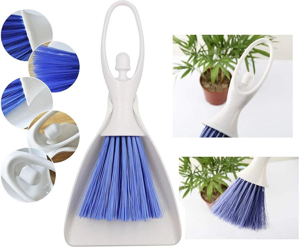 Hand Broom and Dustpan Set, Mini Brush Nesting Tiny Cleaning Whisk, Ergonomic Gr