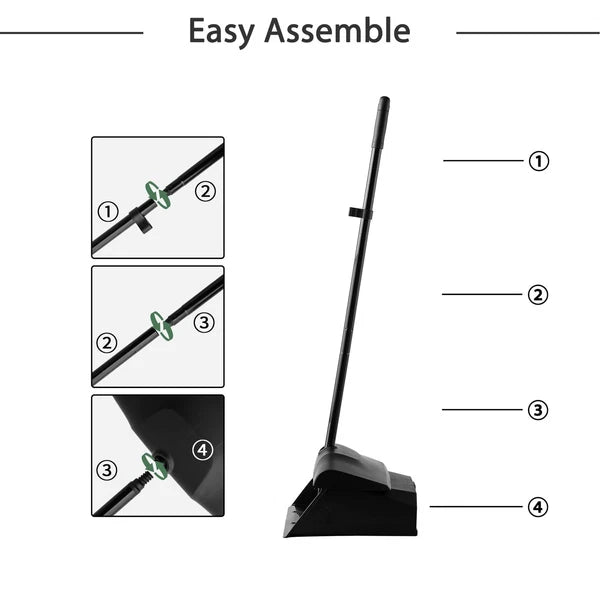 Commercial Angle Broom and Dustpan Combo with Long Handle Lobby Dust Pan Swee...